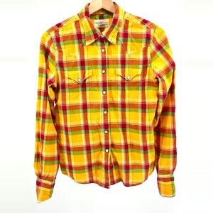 Denim & Supply Ralph Lauren Yellow Plaid 100% Cotton Western Shirt